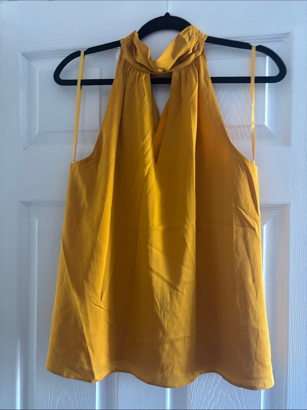Milly Mustard Yellow Halter Tie-Neck Sleeveless Top